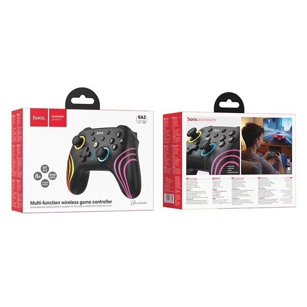 Беспроводной геймпад HOCO GA2 800mAh (SWITCH 1/2.PC) Unicorn multi-function wireless game controller Black 186104843 фото