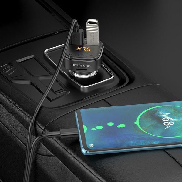 АЗП з FM-модулятором BOROFONE BC43 Flash QC3.0 car BT FM transmitter 18W Black 807064879 фото