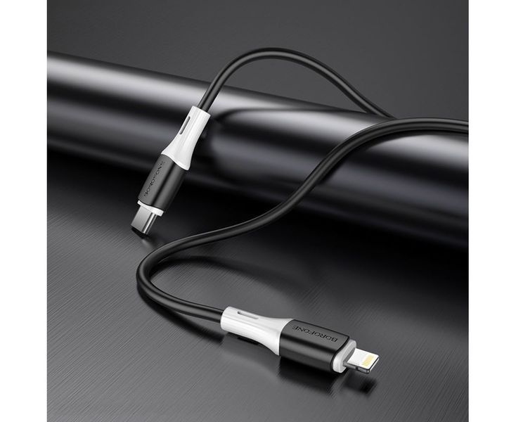 Кабель BOROFONE BX79 Type-C to iP 3A, 20W, 1m,, silicone, silicone connectors, White 263231713 фото