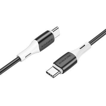 Кабель BOROFONE BX79 Type-C to Type-C 3A,60W, 1m, silicone, silicone connectors, Black 813801934 фото