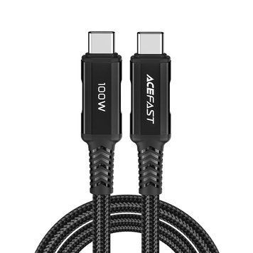Кабель ACEFAST C4-03 Type-C to Type-C 5A, 100W, 2m, nylon, zinc connectors, Black 634428639 фото
