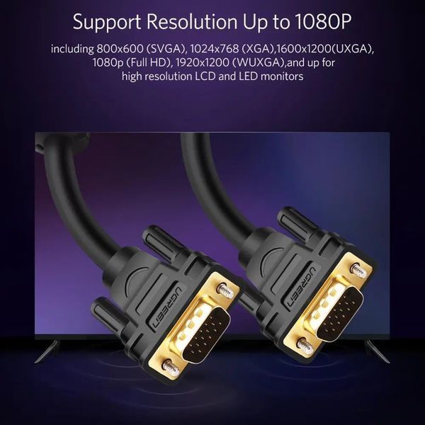 Кабель UGREEN VG101 VGA Male to Male Cable 1m (Black)(UGR-11673) 554575666 фото
