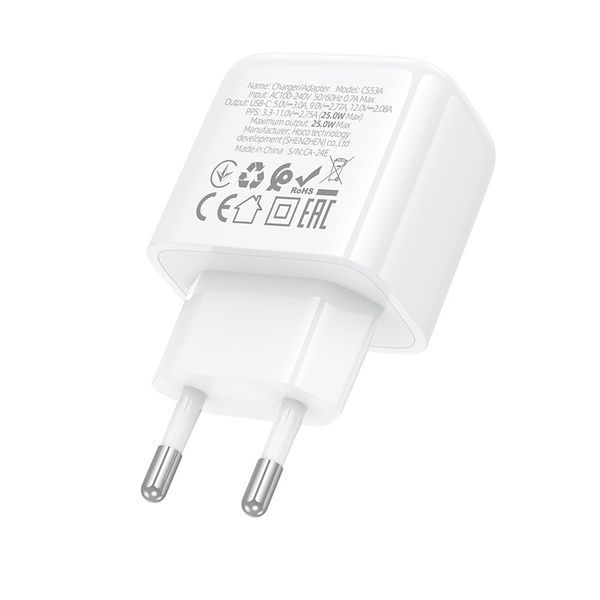 Мережевий зарядний пристрій HOCO CS53A Surplus single port PD25W charger White 172898408 фото