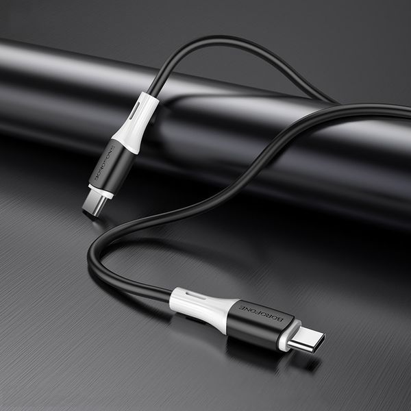 Кабель BOROFONE BX79 Type-C to Type-C 3A,60W, 1m, silicone, silicone connectors, Black 813801934 фото