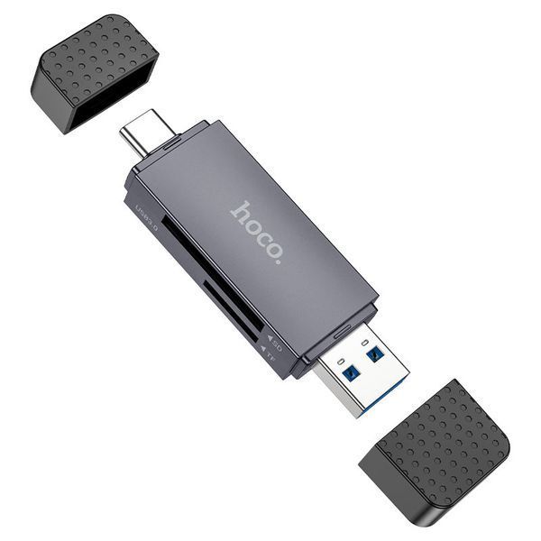Кардридер HOCO HB45 Spirit 2-in-1 USB/Type-C 3.0 card reader Metal gray 221941023 фото
