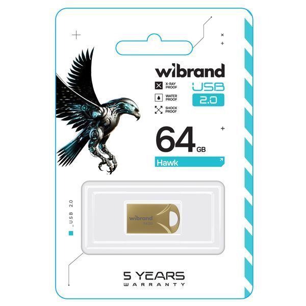 Флеш-накопитель Wibrand USB 2.0 Hawk 64Gb Gold 967461076 фото
