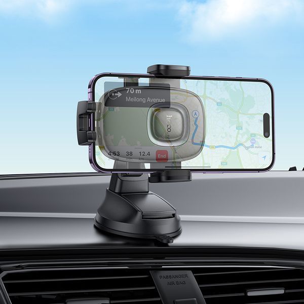 Автотримач для телефона HOCO H76 Crown one-button car holder(center console) Black Metal Gray 422917895 фото
