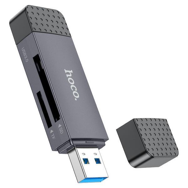 Кардридер HOCO HB45 Spirit 2-in-1 USB/Type-C 3.0 card reader Metal gray 221941023 фото