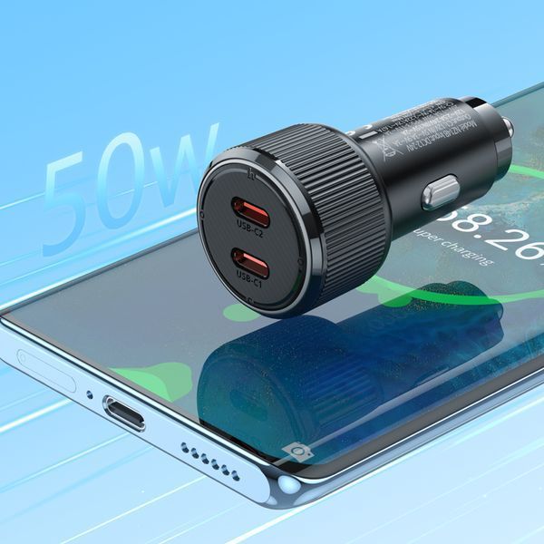 Автомобільний зарядний пристрій HOCO NZ14B Guerrero PD50W(2C) car charger Black 349391623 фото