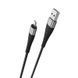Кабель BOROFONE BX32 USB to iP 2.4A, 1m, nylon, aluminum+TPE connectors, Black 507555688 фото 3
