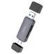 Кардридер HOCO HB45 Spirit 2-in-1 USB/Type-C 3.0 card reader Metal gray 221941023 фото 1