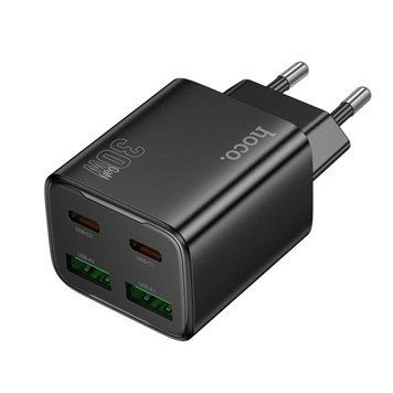 Мережевий зарядний пристрій HOCO N56 Fundador four-port PD30W(2C2A) charger(EU) Black 925098756 фото