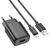Сетевое зарядное устройство с кабелем HOCO C134A Solid single-port charger set (iP) (EU) Black 115366451 фото