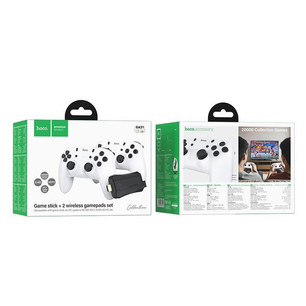 Ігрова приставка + 2 джойстики HOCO GA31 Collection game box+two wireless gamepads set White 477033275 фото