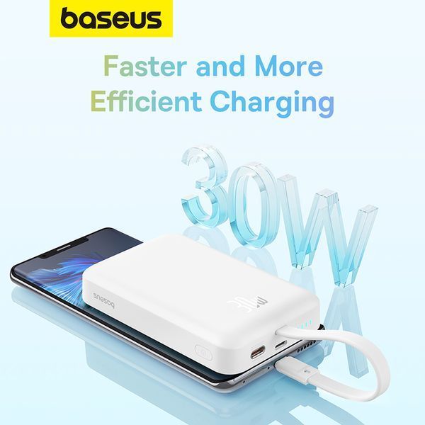 Внешний аккумулятор Baseus Magnetic Mini Wireless Fast Charge Power Bank Type-C Edition 10000mAh 30W Stellar White 255796590 фото