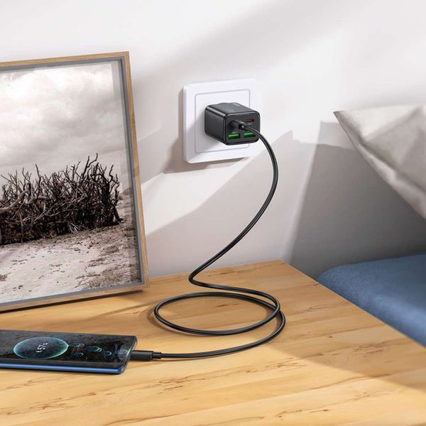 Мережевий зарядний пристрій HOCO N56 Fundador four-port PD30W(2C2A) charger(EU) Black 925098756 фото
