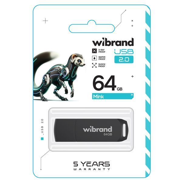 Флеш-накопитель Wibrand USB 2.0 Mink 64Gb Black 956125567 фото