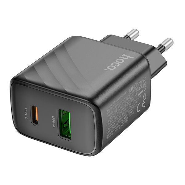 Мережевий зарядний пристрій HOCO CS23A Sunlight dual port PD30W+QC3.0 charger Black 853467843 фото