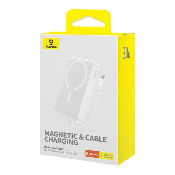 Внешний аккумулятор Baseus Magnetic Mini Wireless Fast Charge Power Bank Type-C Edition 10000mAh 30W Stellar White 255796590 фото