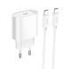 Мережевий зарядний пристрій з кабелем HOCO C109A(PD20W) Fighter single port PD20W charger set(C to C) White 750281882 фото 1