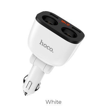 Автомобільний зарядний пристрій HOCO Z28 Power ocean cigarette lighter in-car charger with digital display White 429200113 фото