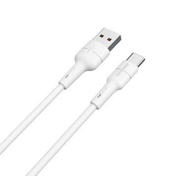 Кабель BOROFONE BX30 USB to Type-C, 3A, 1m, silicone, TPE connectors, White 713047624 фото