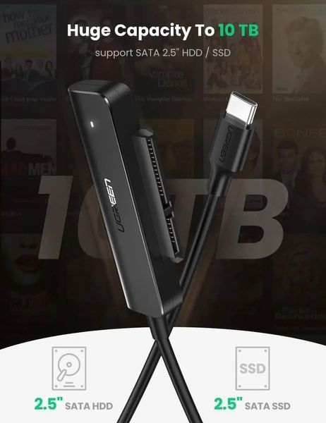 Адаптер UGREEN CM321 USB-C 3.0 to 2.5-Inch SATA Converter 50cm (UGR-70610) 830779371 фото