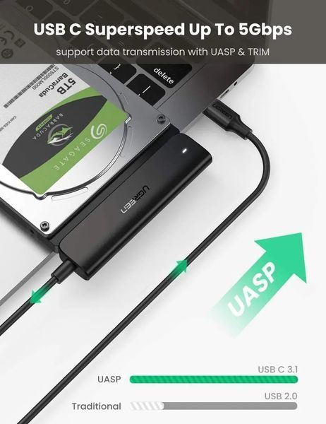 Адаптер UGREEN CM321 USB-C 3.0 to 2.5-Inch SATA Converter 50cm (UGR-70610) 830779371 фото