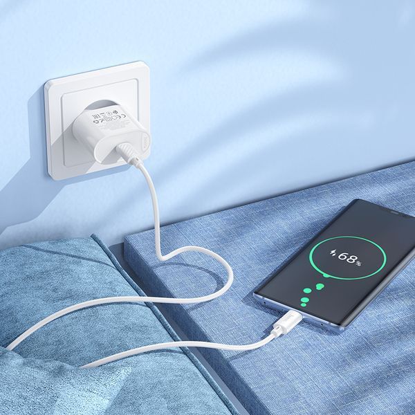 Сетевое зарядное устройство HOCO C109A(PD20W) Fighter single port PD20W charger White 696903543 фото
