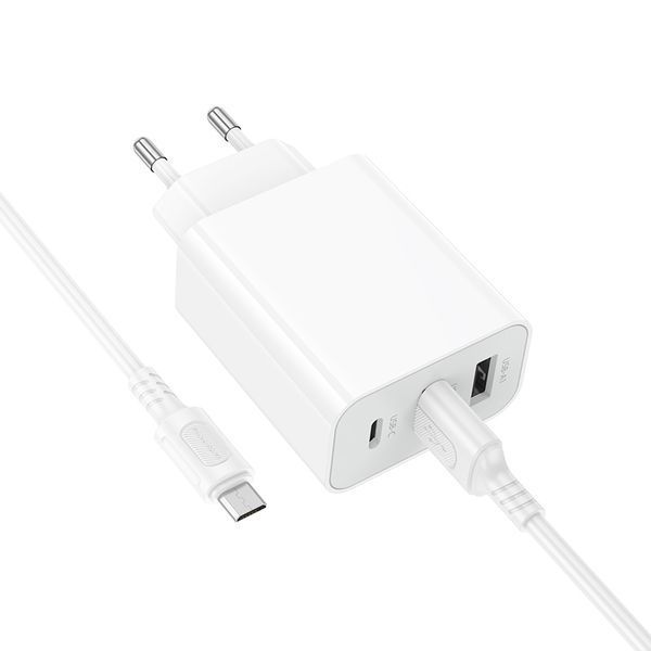 Сетевое зарядное устройство с кабелем BOROFONE BA105A Stellar three-port charger set (Micro) (EU) White 201413551 фото