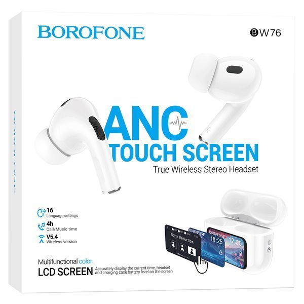 Бездротові навушники TWS BOROFONE BW76 Brocade, touch screen, ANC, Champagne White 491107980 фото