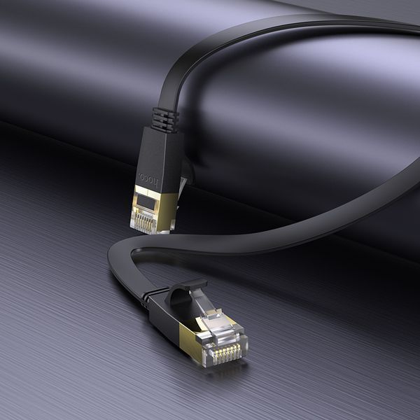 Сетевой кабель HOCO US07 General pure copper flat network cable(L=20M) Black 442582463 фото