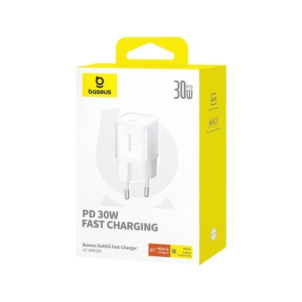 Мережевий зарядний пристрій Baseus GaN5S Fast Charger 1C 30W EU Moon White 621243105 фото