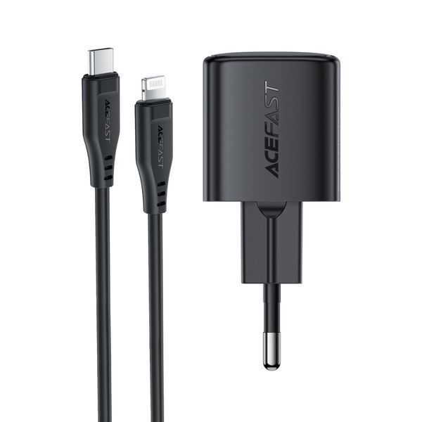 Мережевий зарядний пристрій з кабелем ACEFAST A118 PD30W mini GaN USB-C fast charger set (P16) Black 384149632 фото