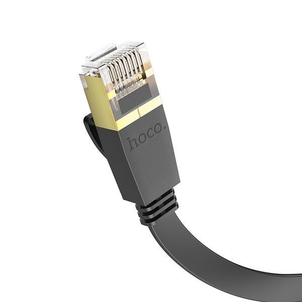 Сетевой кабель HOCO US07 General pure copper flat network cable(L=20M) Black 442582463 фото