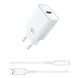 Мережевий зарядний пристрій з кабелем WIWU 18W Essen GaN Fast Charger + Cable Combo Wi-G006 A-L EU White 500889363 фото 1