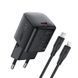Мережевий зарядний пристрій з кабелем ACEFAST A118 PD30W mini GaN USB-C fast charger set (P16) Black 384149632 фото 1
