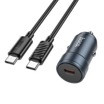 Автомобільний зарядний пристрій HOCO Z57 Glorious single-port PD30W car charger set (C to C) Metal Gray 636155891 фото