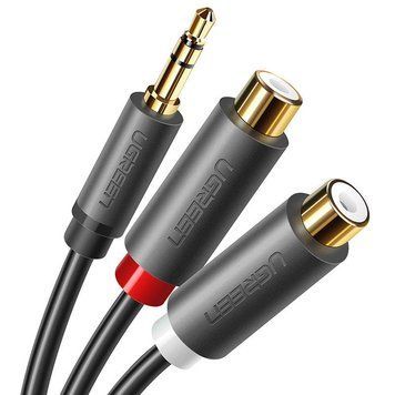 Аудіокабель UGREEN AV109 3.5mm Male to 2RCA Female Cable 25cm (Gray)(UGR-10547) 109371220 фото