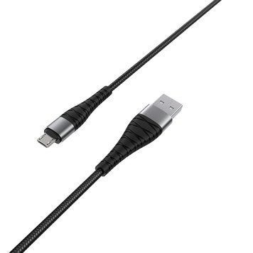 Кабель BOROFONE BX32 USB to Micro 2.4A, 1m, nylon, aluminum+TPE connectors, Black 291766109 фото