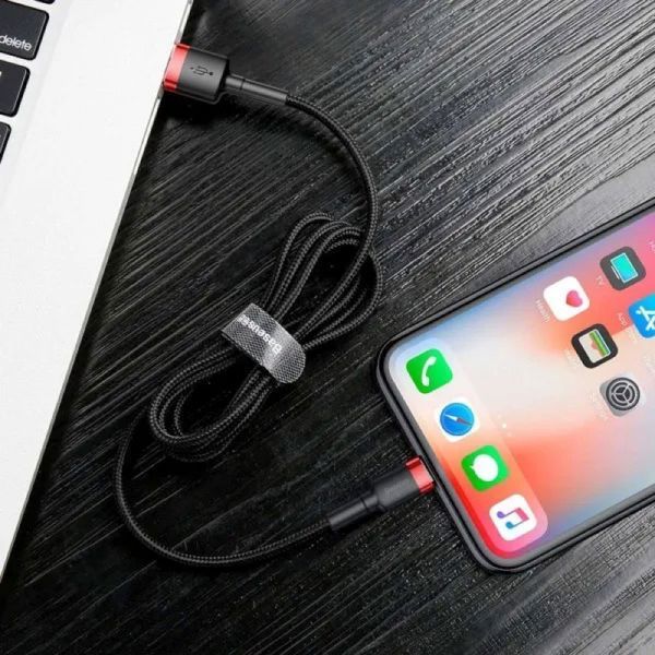 Кабель Baseus Cafule Cable USB For Lightning 1.5A 2m Red+Black 688831994 фото