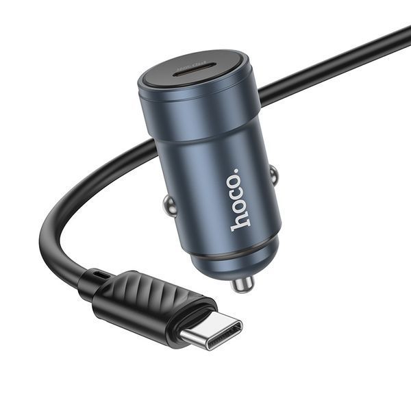 Автомобильное зарядное устройство HOCO Z57 Glorious single-port PD30W car charger set (C to C) Metal Gray 636155891 фото