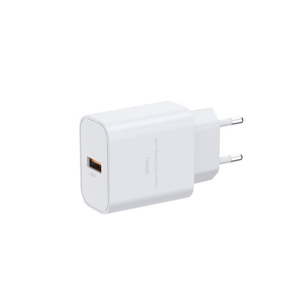 Мережевий зарядний пристрій з кабелем WIWU 2.4A Essen GaN Fast Charger Combo with A-M cable Wi-G023 A-M EU White 115067239 фото