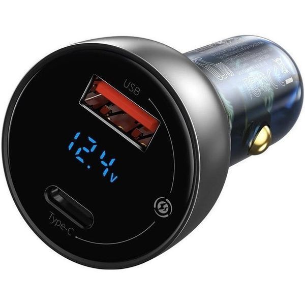 Автомобильное зарядное устройство Baseus Particular Digital Display QC+PPS Dual Quick Charger Car Charger 65W Shallow tarnish 114838914 фото