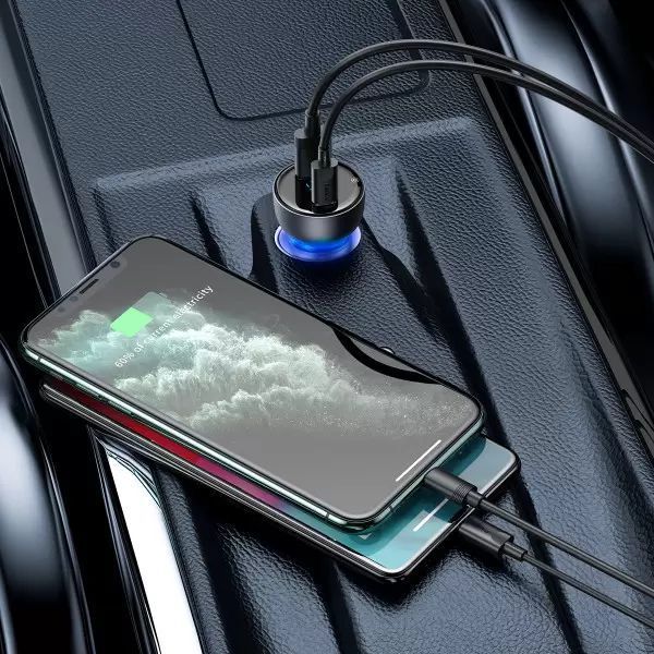Автомобильное зарядное устройство Baseus Particular Digital Display QC+PPS Dual Quick Charger Car Charger 65W Shallow tarnish 114838914 фото