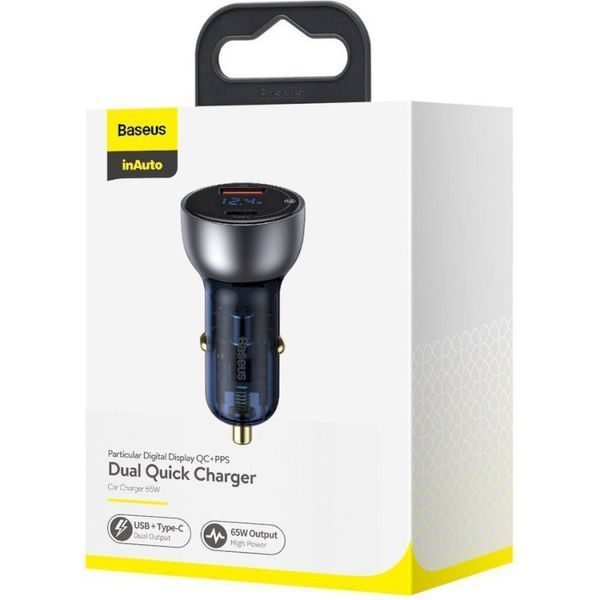 Автомобильное зарядное устройство Baseus Particular Digital Display QC+PPS Dual Quick Charger Car Charger 65W Shallow tarnish 114838914 фото