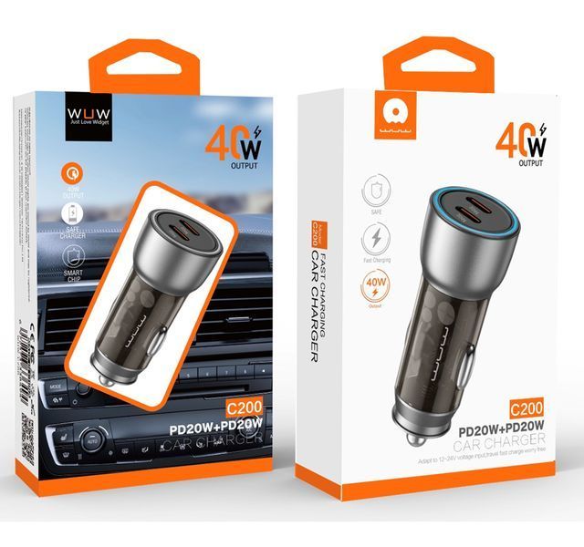 Автомобильное зарядное устройство WUW-C200 PD 20W +PD 20W black 529222738 фото