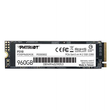 Накопичувач SSD M.2 Patriot P310 960GB NVMe 2280 PCIe 3.0x4 3D NAND TLC 873829517 фото