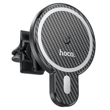 Автотримач для телефона з БЗП HOCO CA85 Ultra-fast magnetic wireless charging car holder Black 560986860 фото