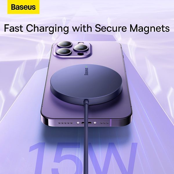 Бездротовий зарядний пристрій Baseus Simple Mini3 Magnetic Wireless Charger 15W Dusty Purple 363941522 фото